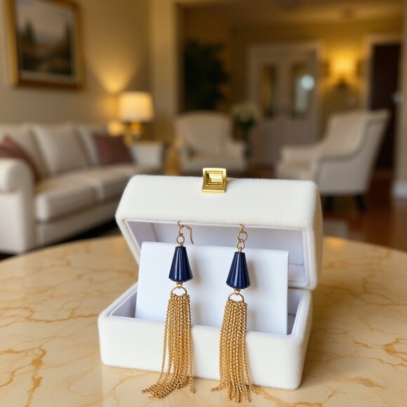 Massini Bold Blue Elegance – Trio of Gold & Gemstone Earrings - Picture 4 of 7